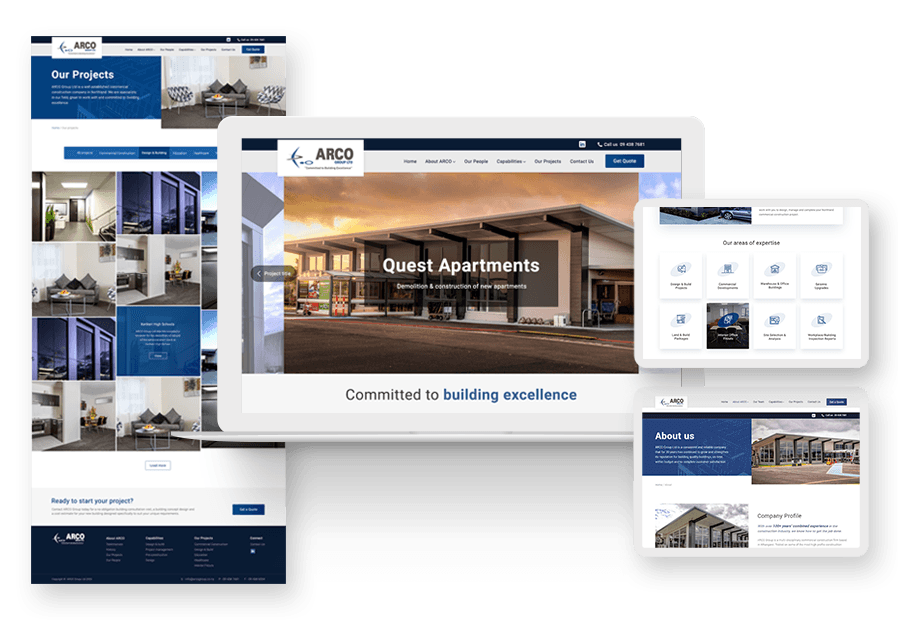 Gibardio created the website for construction company ARCO to present their services